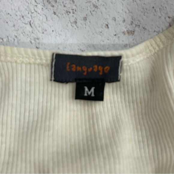 Language Tank Top Vintage Distressed Rhinestone Size Medium - Picture 4 of 5